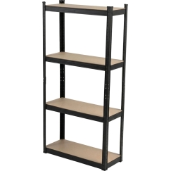 Shelf Lentyna Pressurized metal shelf, 4 shelves, 1500 × 750 × 300 mm, 100 kg, black