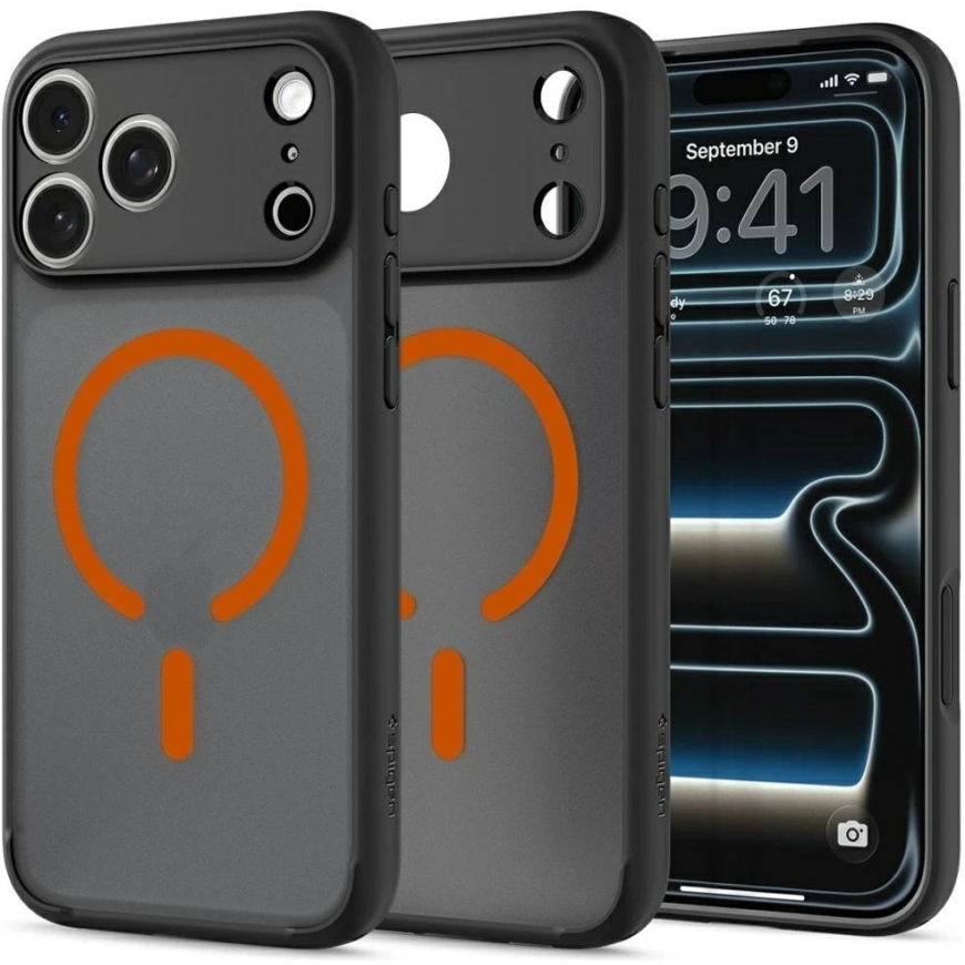 Spigen Ultra Hybrid Mag MagSafe Case for iPhone 18 Pro Max / 17 Pro Max, Black-Orange