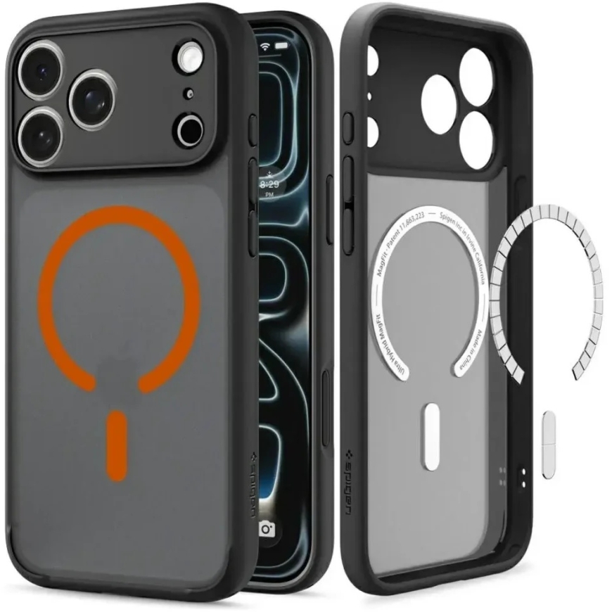Spigen Ultra Hybrid Mag MagSafe -kotelo iPhone 18 Pro Max / 17 Pro Max, musta-oranssi – 3