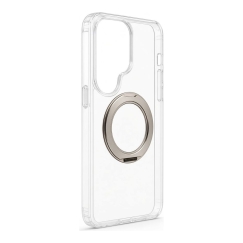Samsung Galaxy S26 Ultra Hibridinis dėklas su Magsafe PC+TPU 360 Metalinis stovelis Permatomas