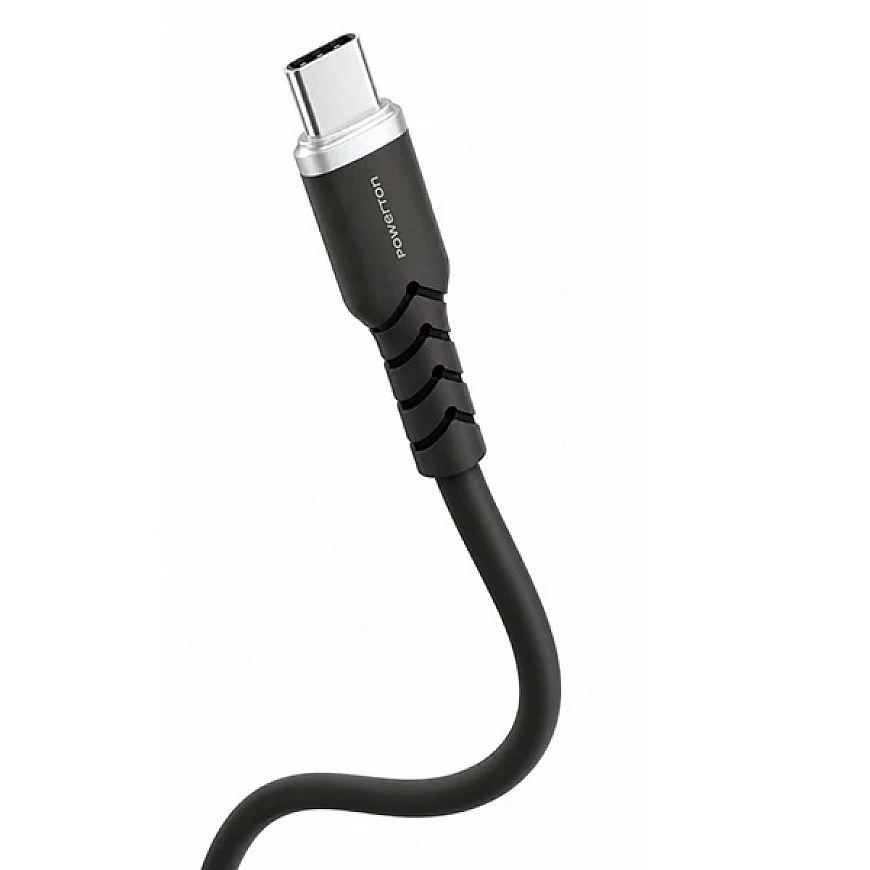 Powerton ENERGY DARK EDITION USB-C-kaapeli, 100W, 1m, silikoni, musta – 2