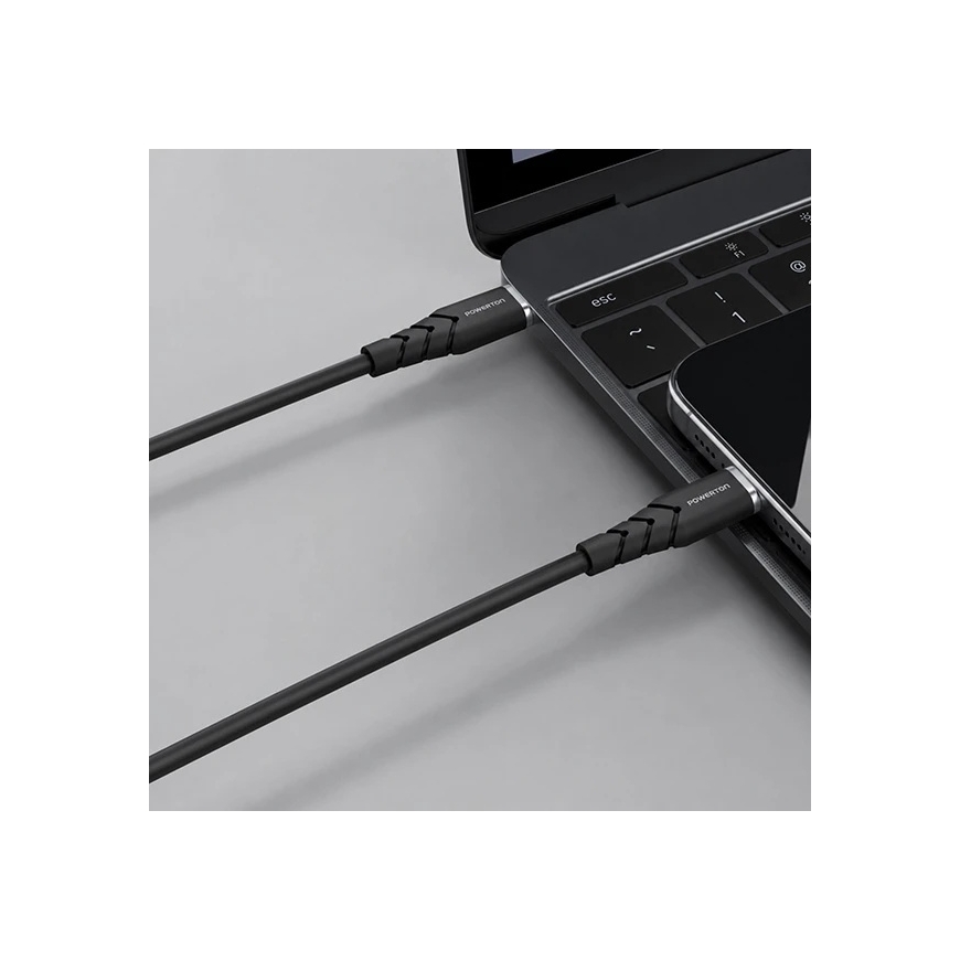 Powerton ENERGY DARK EDITION USB-C kaabel, 100W, 1m, silikoon, must – 3