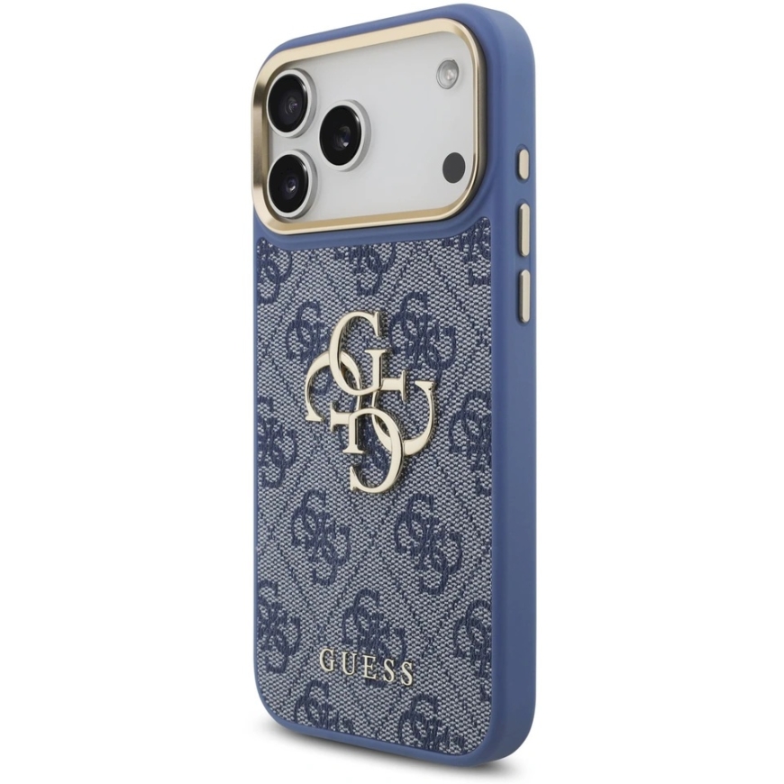 Guess 4G Big 4G Classic Logo maciņš iPhone 18 Pro Max / 17 Pro Max – zils un zelta – 2