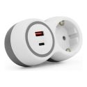 Plastrol Disposable Splitter, 1x Plug Socket with Schuko Grounding, 1x USB-A Socket, 1x USB-C Socket