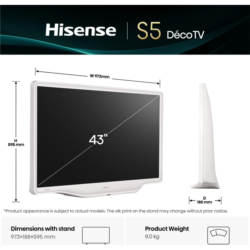 Hisense 43S5DQ 109,2 cm (43") 4K Ultra HD Nutiteleri funktsioon WiFi Valge – 2