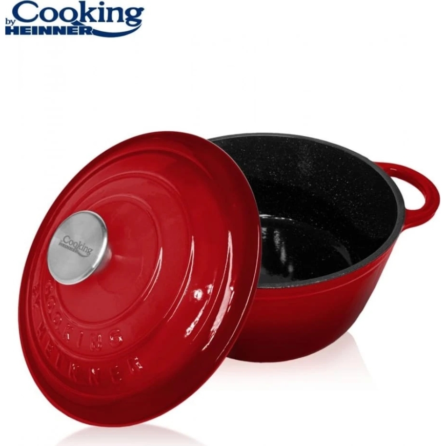 Enamelled cast iron frying pan with lid 22x9.5 cm, 2.9 l, red line, "Cooking by Heinner" – 4