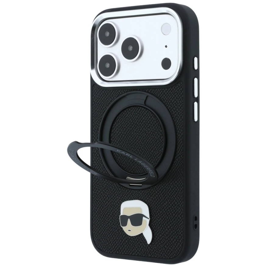 Karl Lagerfeld 360 Karl Head Pin MagSafe maci ar statīvu iPhone 18 Pro Max / 17 Pro Max - Melns – 3