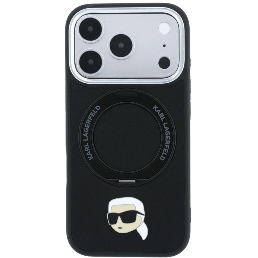 Karl Lagerfeld 360 Karl Head Pin MagSafe maci ar statīvu iPhone 18 Pro Max / 17 Pro Max - Melns – 4