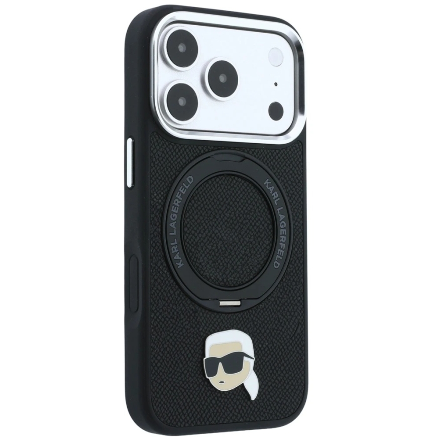 Karl Lagerfeld 360 Karl Head Pin MagSafe ümbrik ringi toetusega iPhone 18 Pro Max / 17 Pro Max - Must – 5