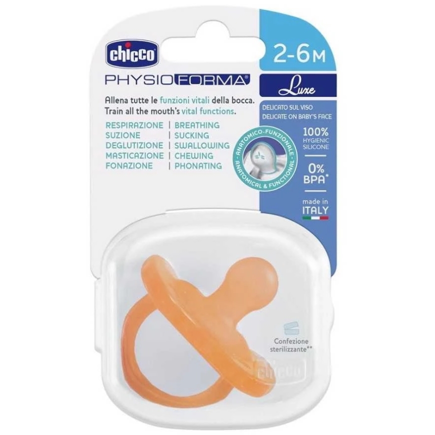 Chicco Čiulptukas nusiraminimui Soft Luxe pomarańcowy 2-6m