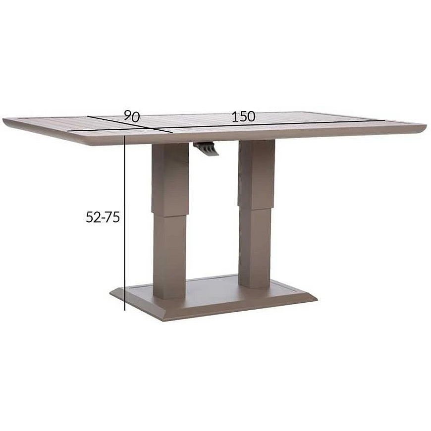 Home4You Galda "MARENDA" 150 x 90 x H2–75 cm, pelēka smilšu krāsa – 3