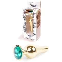 B-sarja Heavyfun Plug-Jewellery Gold BUTT PLUG - Vihreä