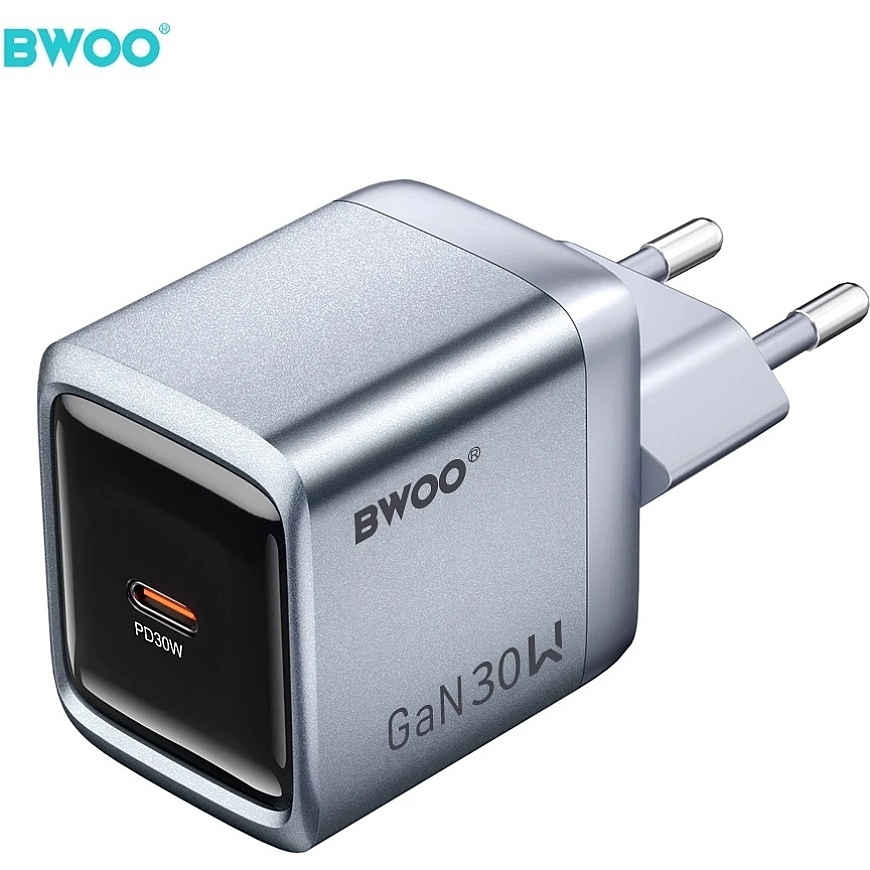 BWOO BO-CDA236 GaN wall charger 1xUSB-C 3A PD 30W gray with PPS
