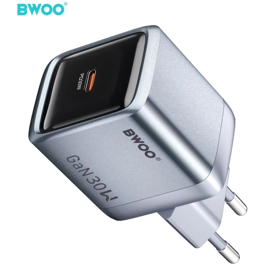 BWOO BO-CDA236 GaN sieninis įkroviklis 1xUSB-C 3A PD 30W pilkas su PPS – 2