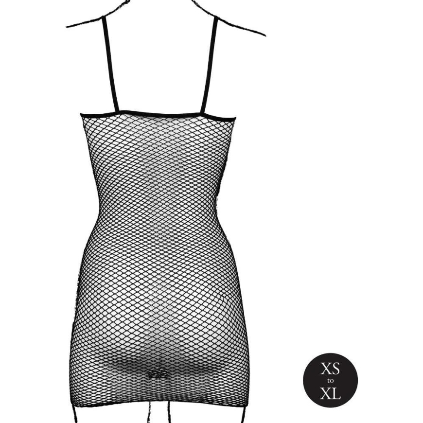 Short dress with net structure and spaghetti straps – 4