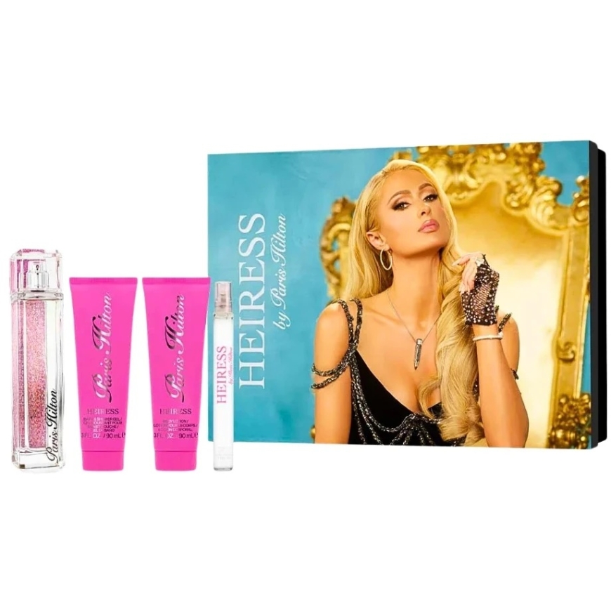 Versace Paris Hilton Heiress set: fragrant body spray 100 ml + fragrant body spray 10 ml + body balm 90 ml + shower gel 90 ml