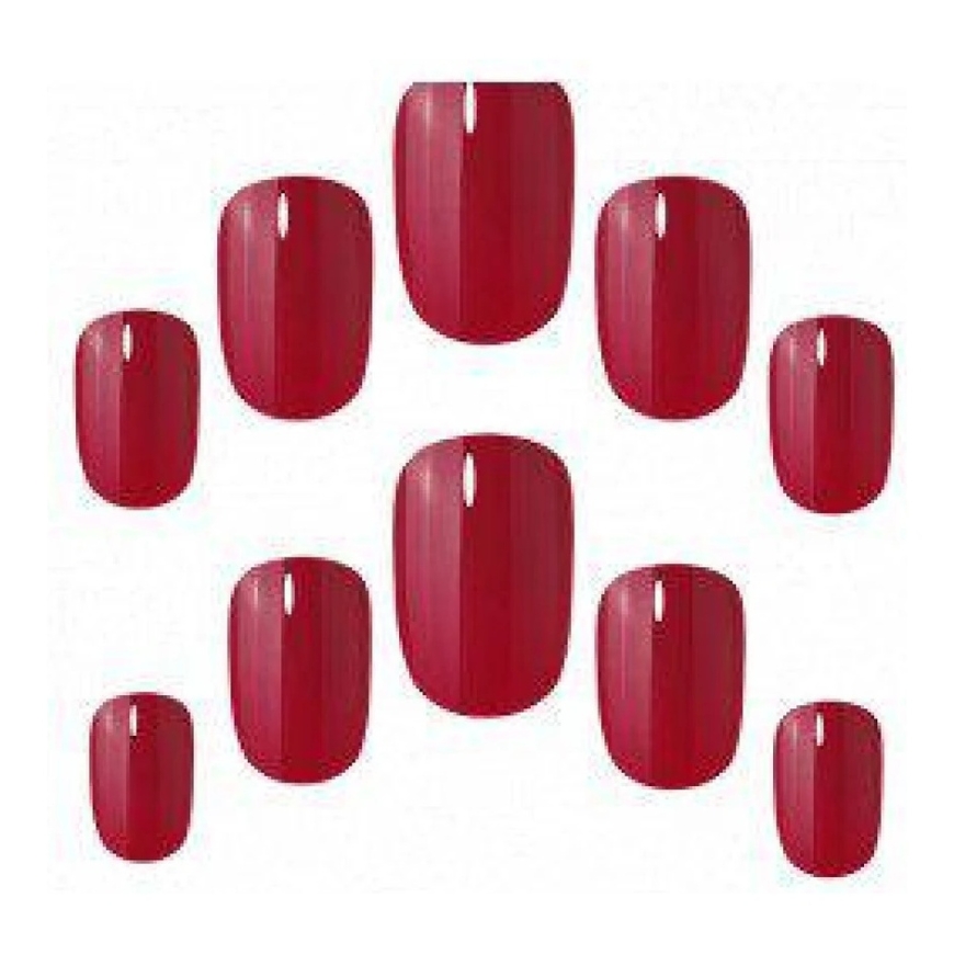 Elegant Touch Polished Color 24 Nails With Glue Squoval Rich Raudona – 2