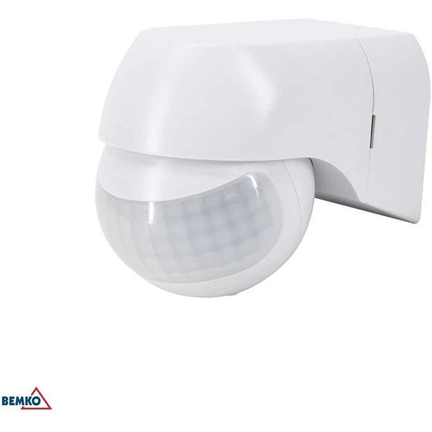 Датчик движения Bemko, настенный, белый, IP44, макс. 800W, 180°, макс. 12м