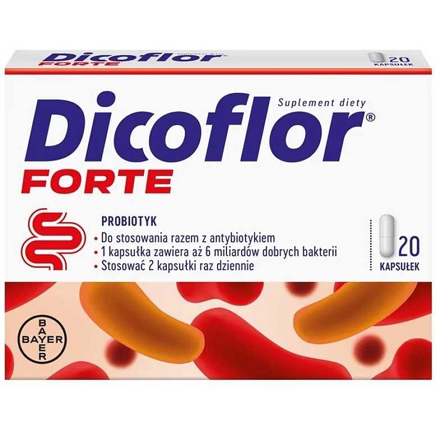 Dicoflor Forte probiotiskais uztura bagātinātājs pieaugušajiem un bērniem, 20 kapsulas