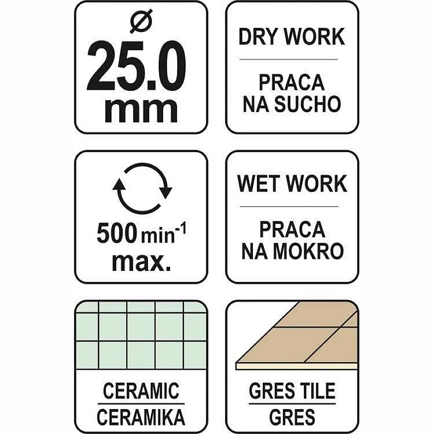 YATO CROWN DRILL WITH DIAMOND COATING 25mm – 4