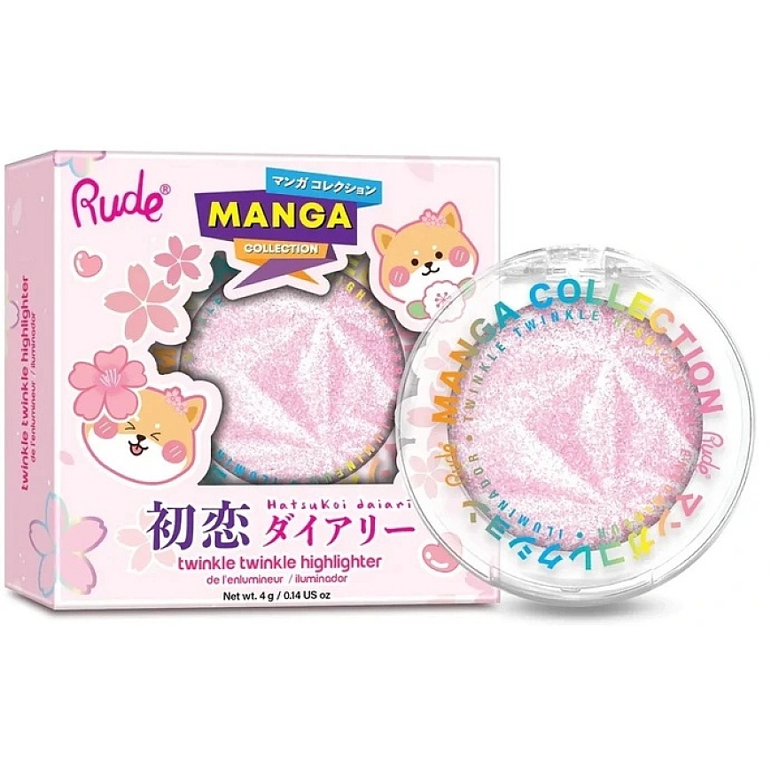 Rude Cosmetics Twinkle Twinkle Illuminating Highlighter Palette Sawa-Chan's Heart, 4 g