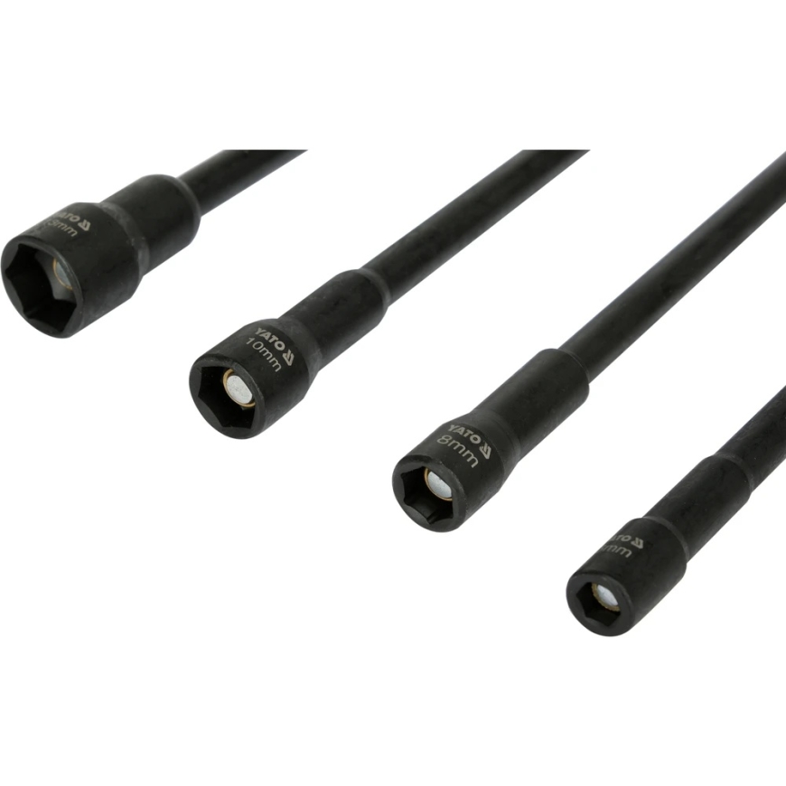 Toya Sa Poland Antgaliai - galvutės magnetinės CR-V | 1/4" | 150 mm | 4 vnt | 6-13 mm (YT-04642) – 2
