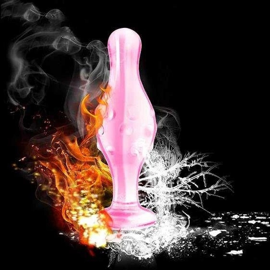 Lovetoy Pink Glass Anal Plug with Textures