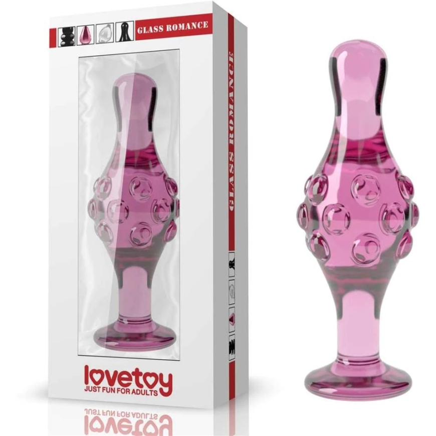 Lovetoy Rožinė korek analny stiklinis stylowy su wypustkami – 2