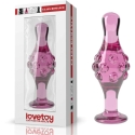 Lovetoy Pink Glass Anal Plug with Textures Lovetoy Pink Glass Anal Plug with Textures