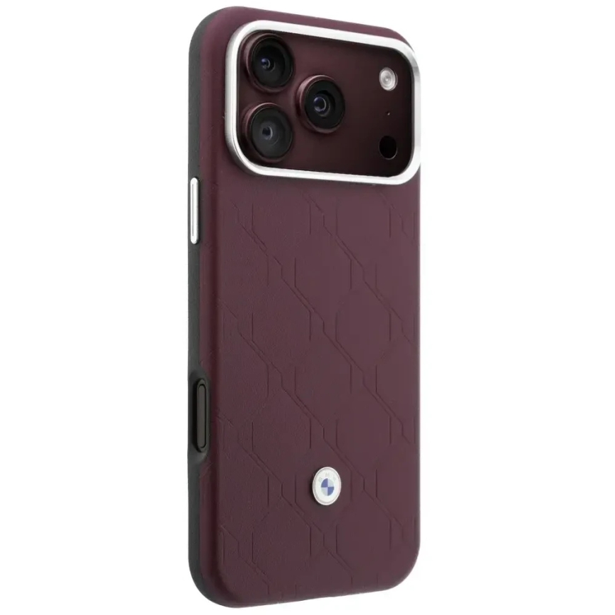 Komplekt Kott + Rahakott BMW Tikitud Muster Metalli Logo iPhone 18 Pro / 17 Pro bordoopunases värv – 4