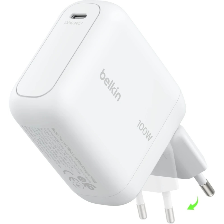 Įkroviklis Belkin BOOSTCHARGE 100W USB-C GaN su sulankstomu baltu kištuku (WCH025KQWH) – 2