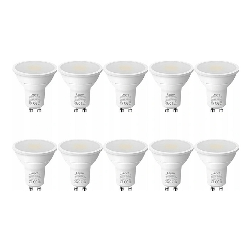 LEPRO 200081-DW-EU-10 GU10 LED Bulb, 4.5W, 345 lm, 6500K, 100°, 10 pcs.