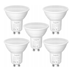 LEPRO 200073-WW-EU-5 GU10 LED-lamppu, 4.5W, 345 lm, 2700K, 100°, 5-pakkaus