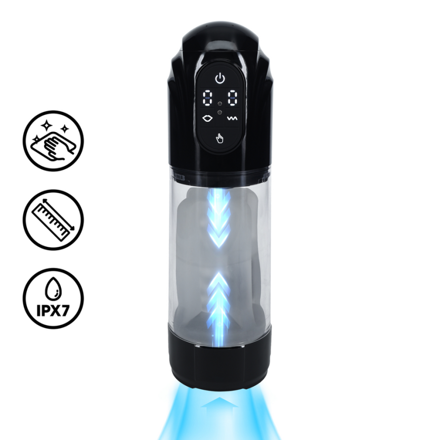 Pumped By Shots TechnoThrust - Automatic Waterproof Masturbator Pump - Black