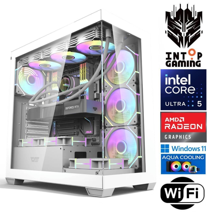 INTOP AQUA Ultra 5 245KF 16GB DDR5 1TB SSD M.2 NVME+2TB RX9060XT 16GB WiFi WIN11