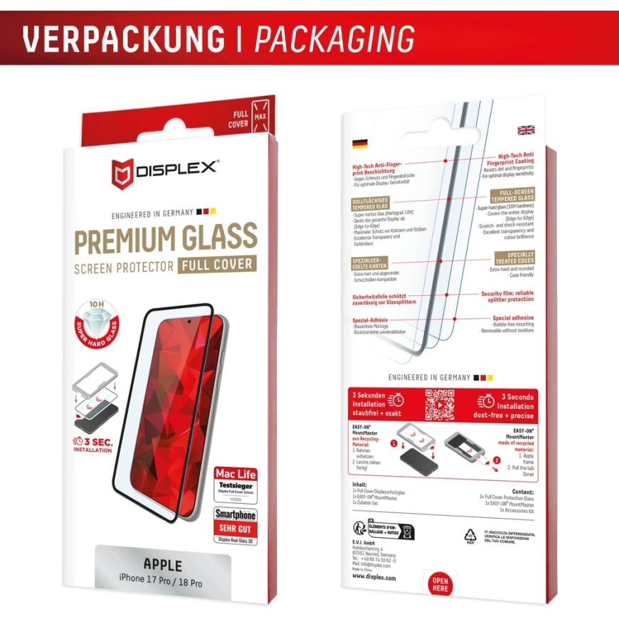 DISPLEX iPhone 17 Pro/18 Pro Premium Screen Glass MM