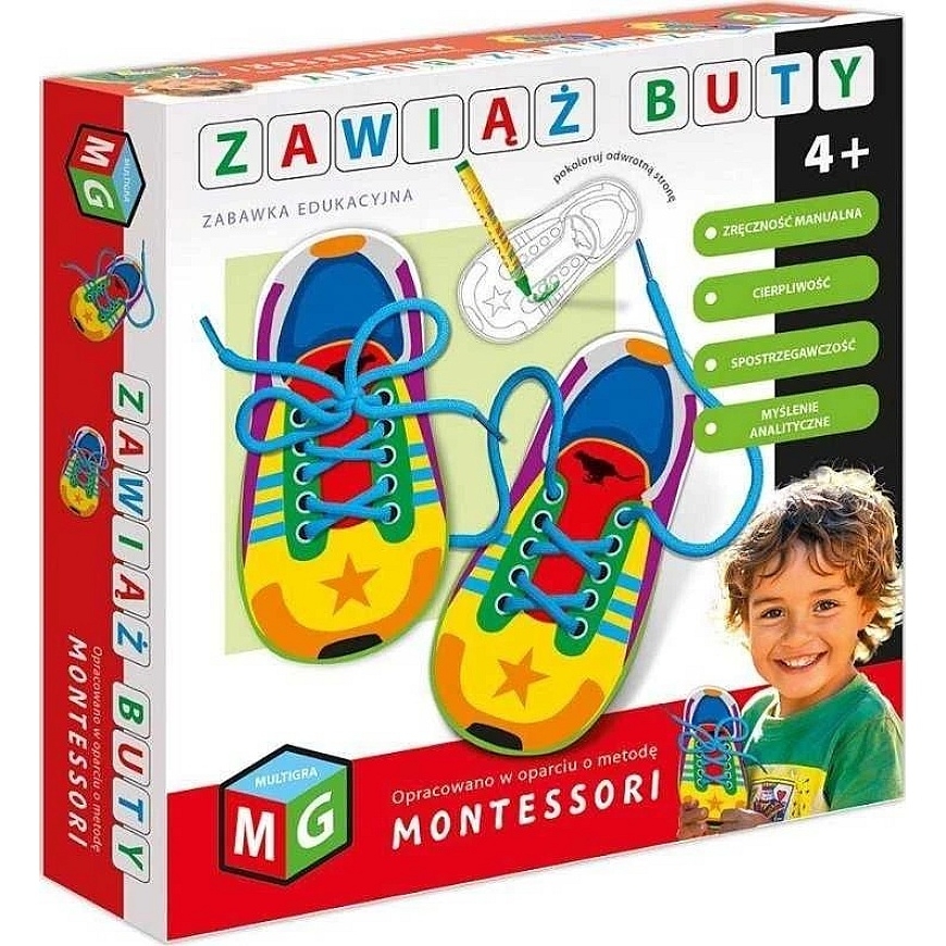 Multigra Montessori – lavinamasis žaislas „Užrišk batų raištelius“ 05938 – 2