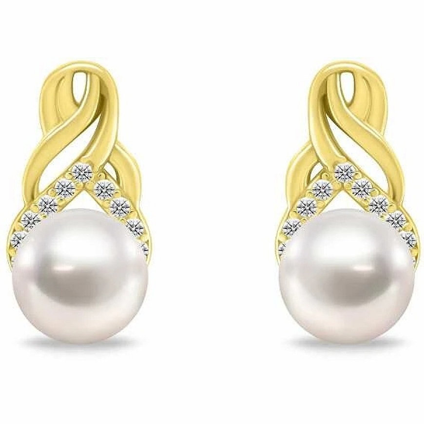 Brilio Silver Elegant Gold-Plated Earrings with Pearls and Zircons EA1248Y – 3