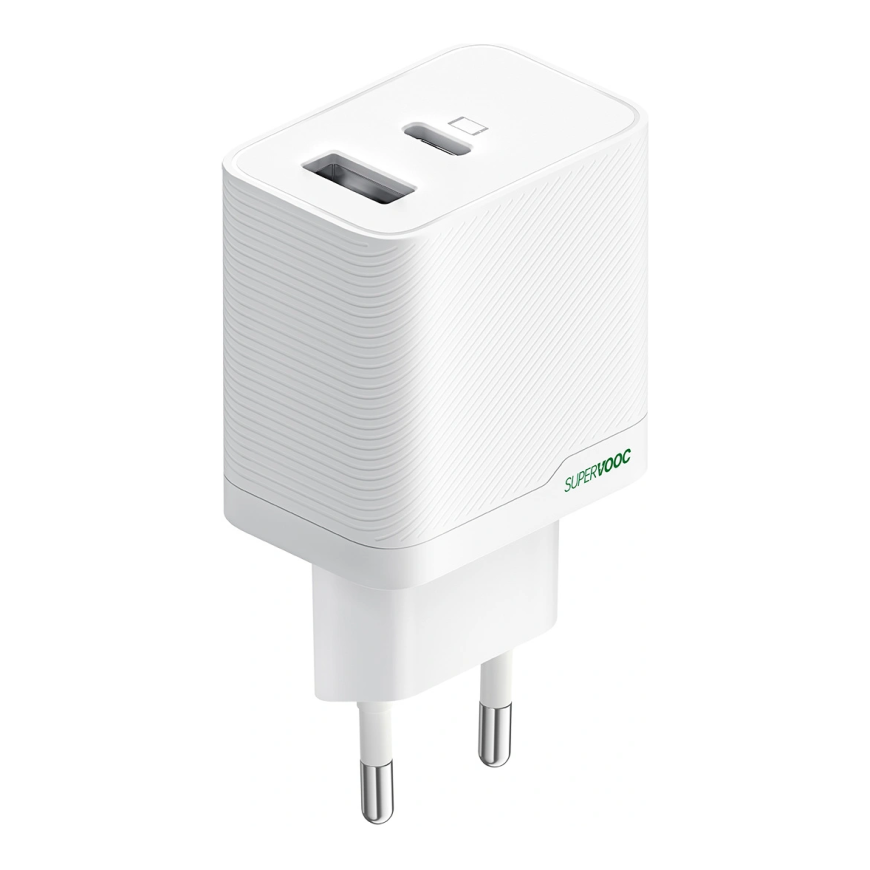OPPO SUPERVOOC 45W dviejų prievadų įkroviklis, OSAB4CB4AE, baltas |