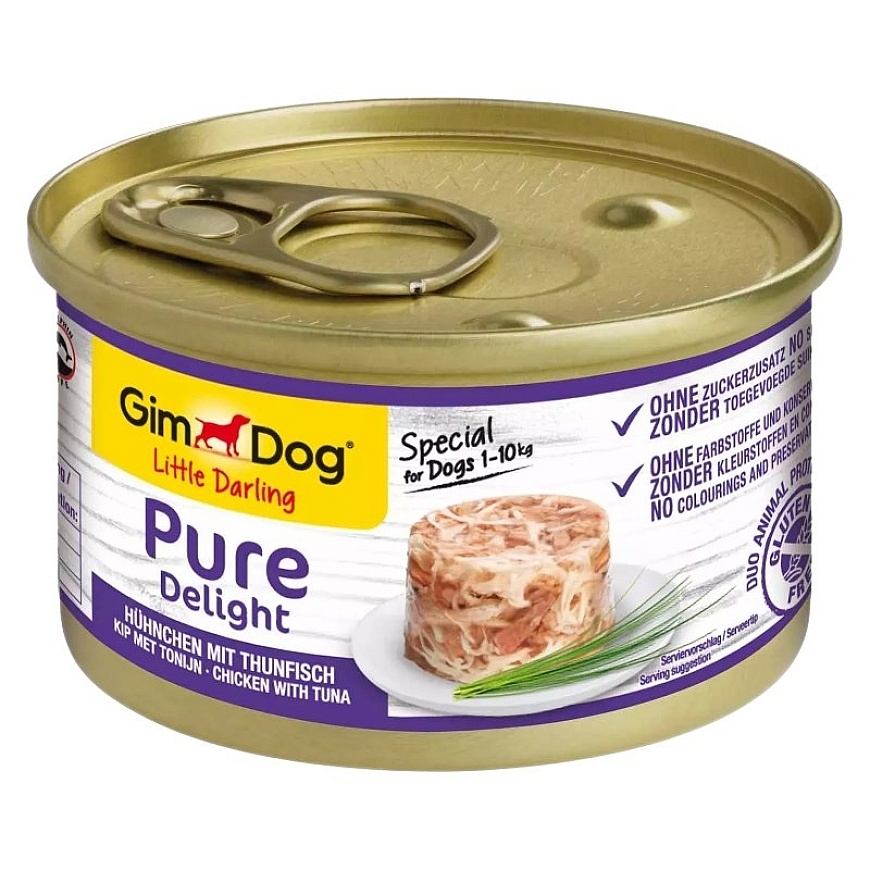 GIMDOG Little Darling Puhas Rõõm Kana koos tuunaga - märg koeratoit - 85g