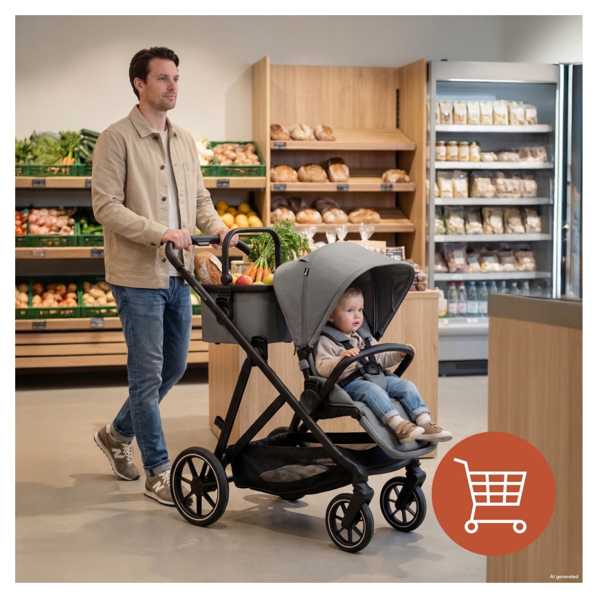Hauck Grow N Care Twin divāna rati, pelēki – 4
