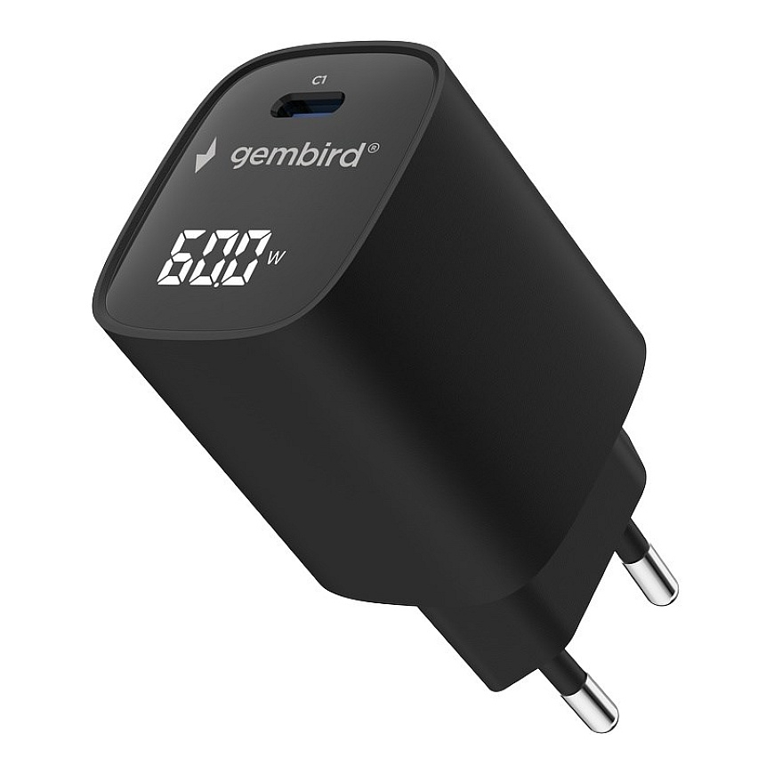Gembird TA-UC-1C-PD60LCD-01-BK 60W USB Type-C ātrā lādētāja, LCD, melns – 2