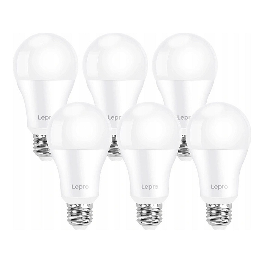 LEPRO 100080-DW-EU-6 LED lemputė, E27, A60, 13W (100W), 1521 lm, 6500K, 180°, 6 pakuotė