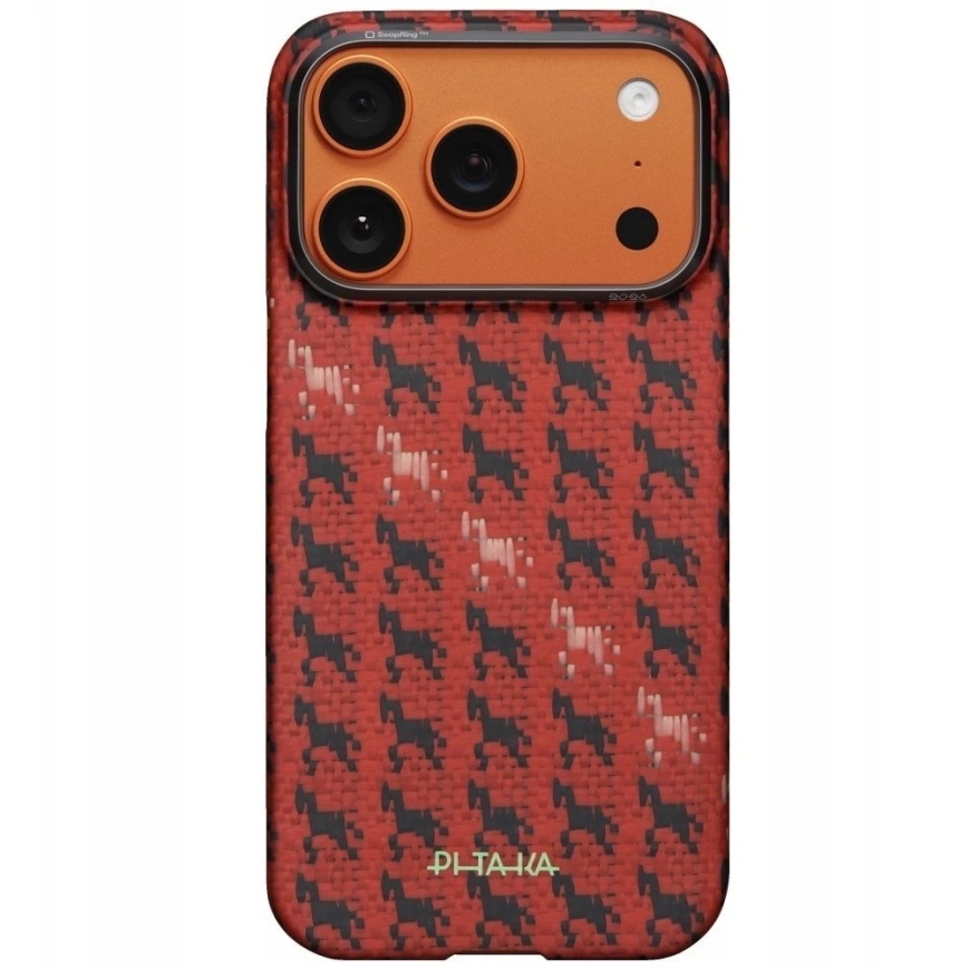 PITAKA Edge Case Happiness Rides In iPhone 17 Pro Max / 18 Pro Max cinober-hevonen – 2