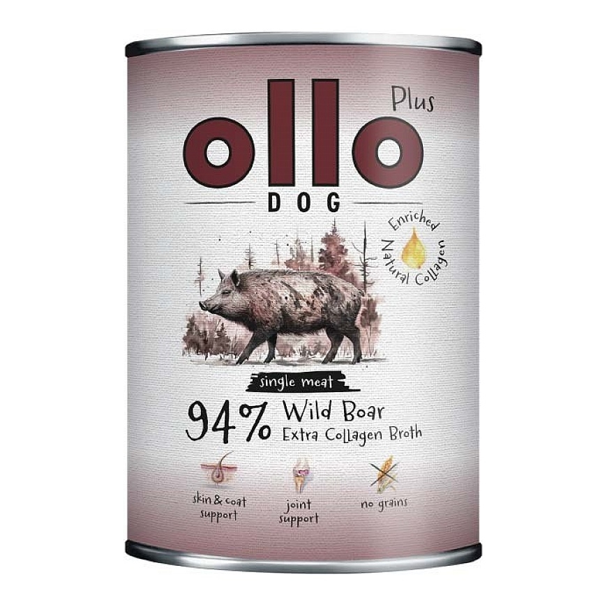 OLLO Plus Collagen Mono Wild boar - wet dog food - 800g