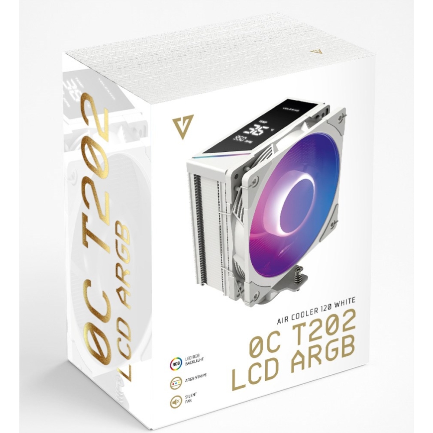 MODECOM Volcano 0C T202 LCD ARGB Procesoriaus aušintuvas 12 cm Baltas – 3