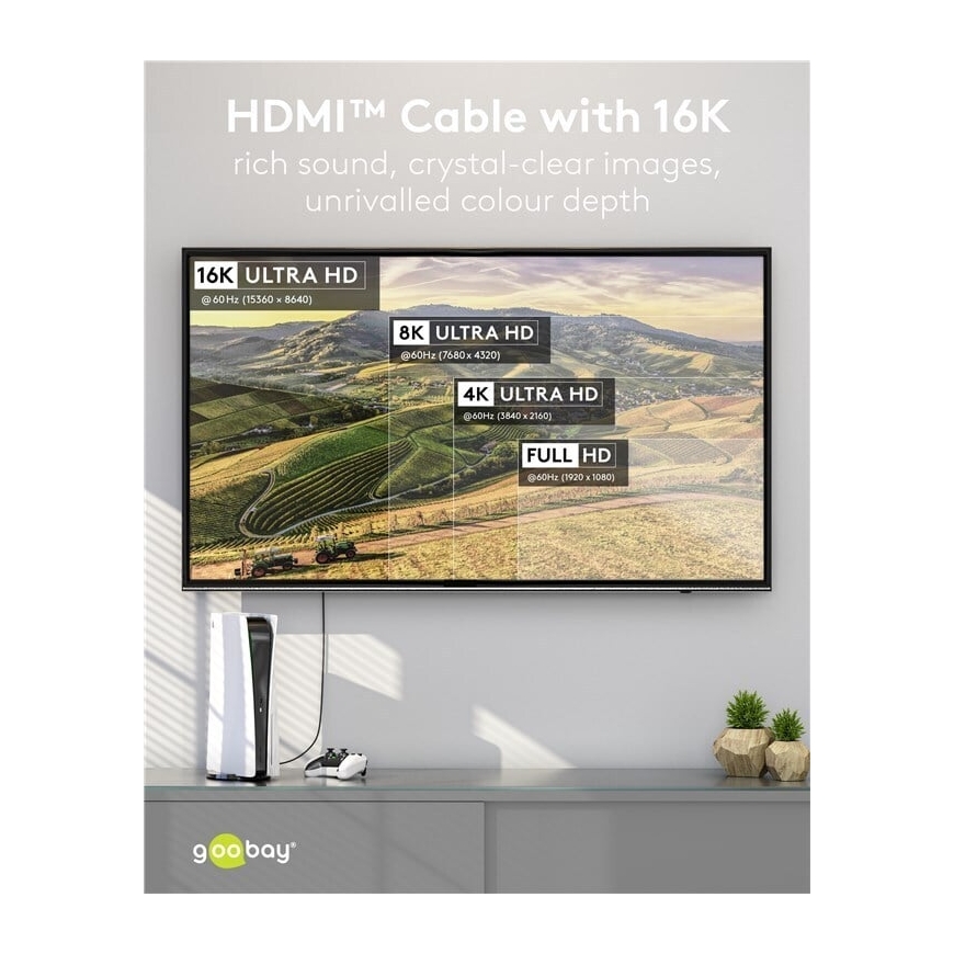 Goobay Ultra96 HDMI kabelis, 16K/60 Hz, 1 m – 5