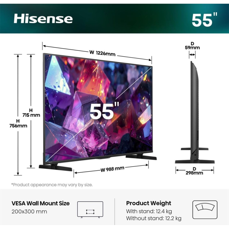 Hisense 55E7S PRO 139,7 cm (55") 4K Ultra HD Išmanusis televizorius Wi-Fi Juodas – 2