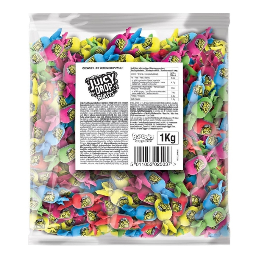 Bazooka Pick & Mix Juicy Drop Blasts фруктовый ирис с порошковой начинкой, 1 кг – 2