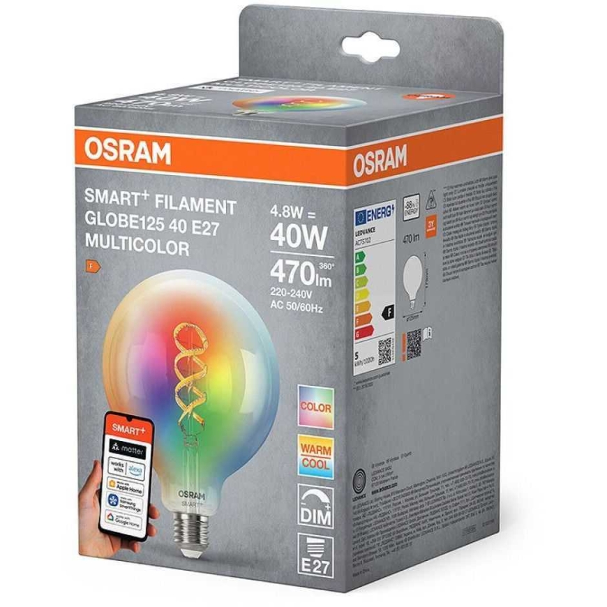 Osram SMART+ MATTER Filament Multicolor Klassikaline Globe 125 40 4.8W E27 – 3